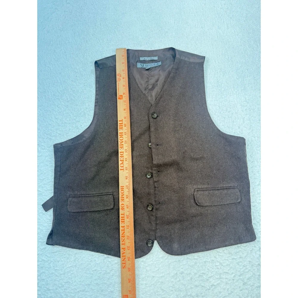 Mimosa Brown Wool Blend Waistcoat Vest Mens Medium Adjustable Cinch Back Pocket